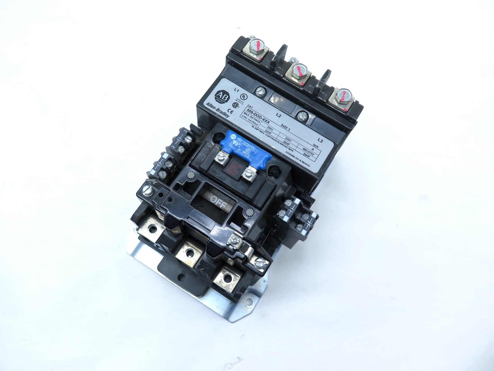 Allen-Bradley 509-DOD-XXX Size 3 Contactor / Starter NO OVERLOAD - Advance Operations