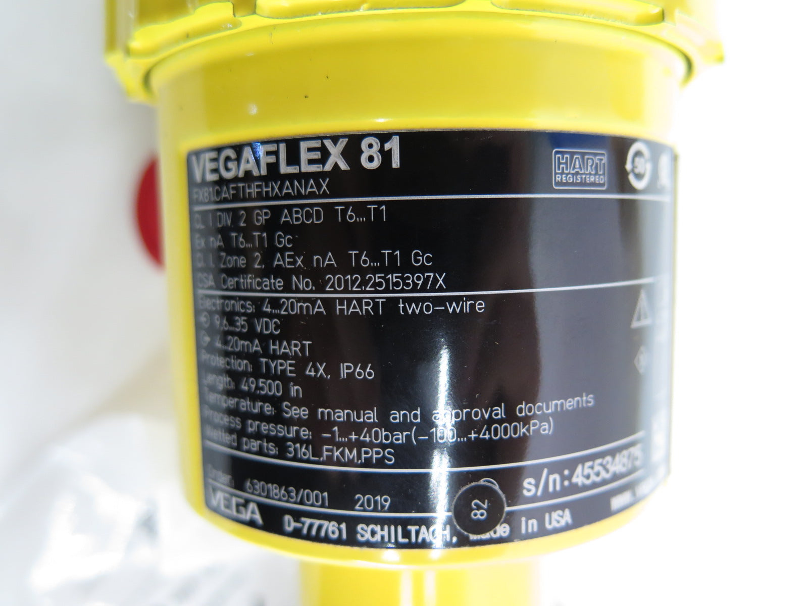 Vega FX81.CAFTHFHXANAX Vegaflex 81 Level Sensor - Advance Operations