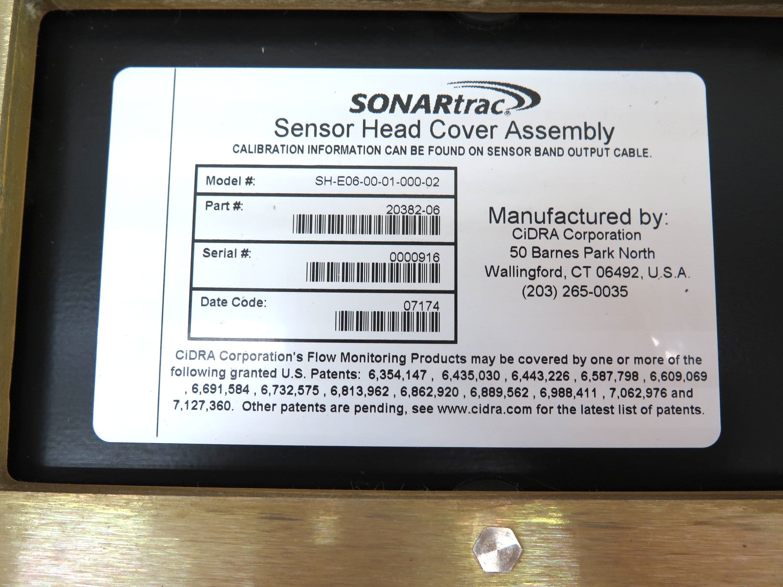 Cidra / Sonartrac SH-E06-00-01-01A-02 / 20382-0601 Flow Monitor 6" System - Advance Operations