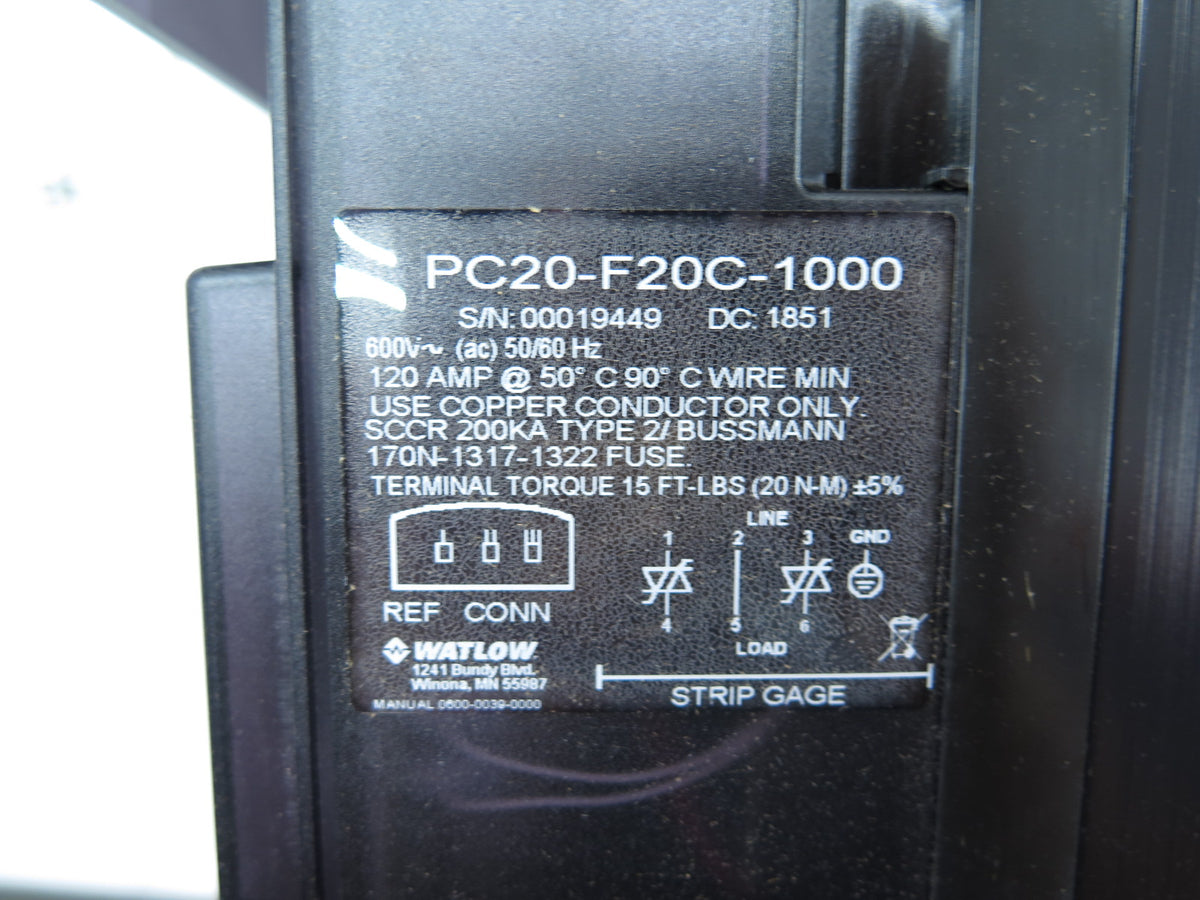 Watlow PC20-F20C-1000 Power Controller 600Vac - Advance Operations