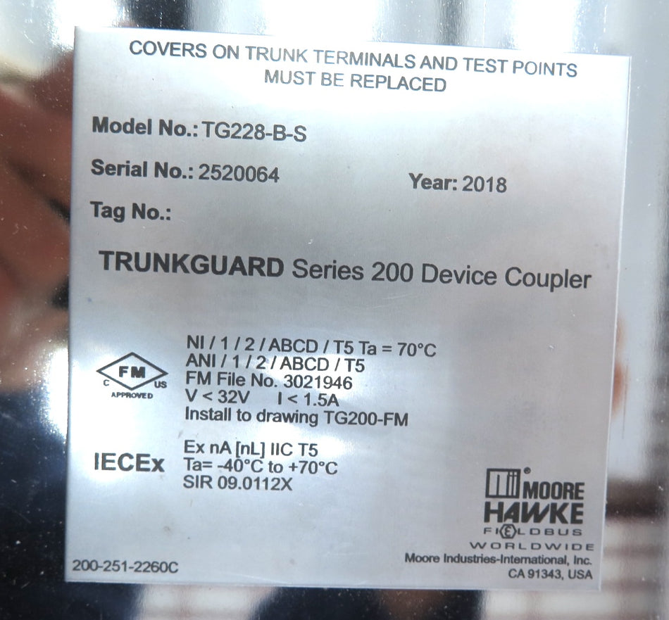Moore Hawke TG228-B-S Trunkguard Series 200 Device Coupler - Advance Operations