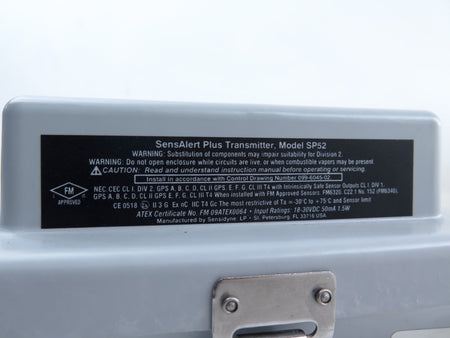 Sensidyne Model SP52 SensAlert Plus Transmitter 820-0208-01 NO SENSOR - Advance Operations
