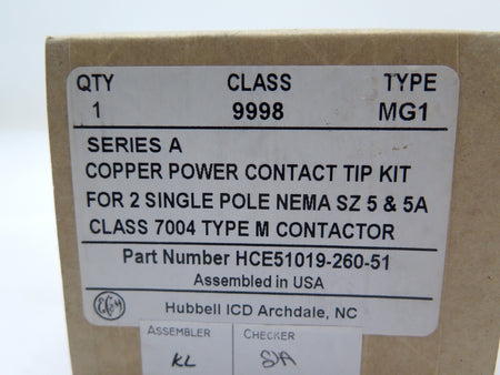 Hubbell HCE51019-260-51 Copper Power Contact Tip Kit Type MG1 - Advance Operations