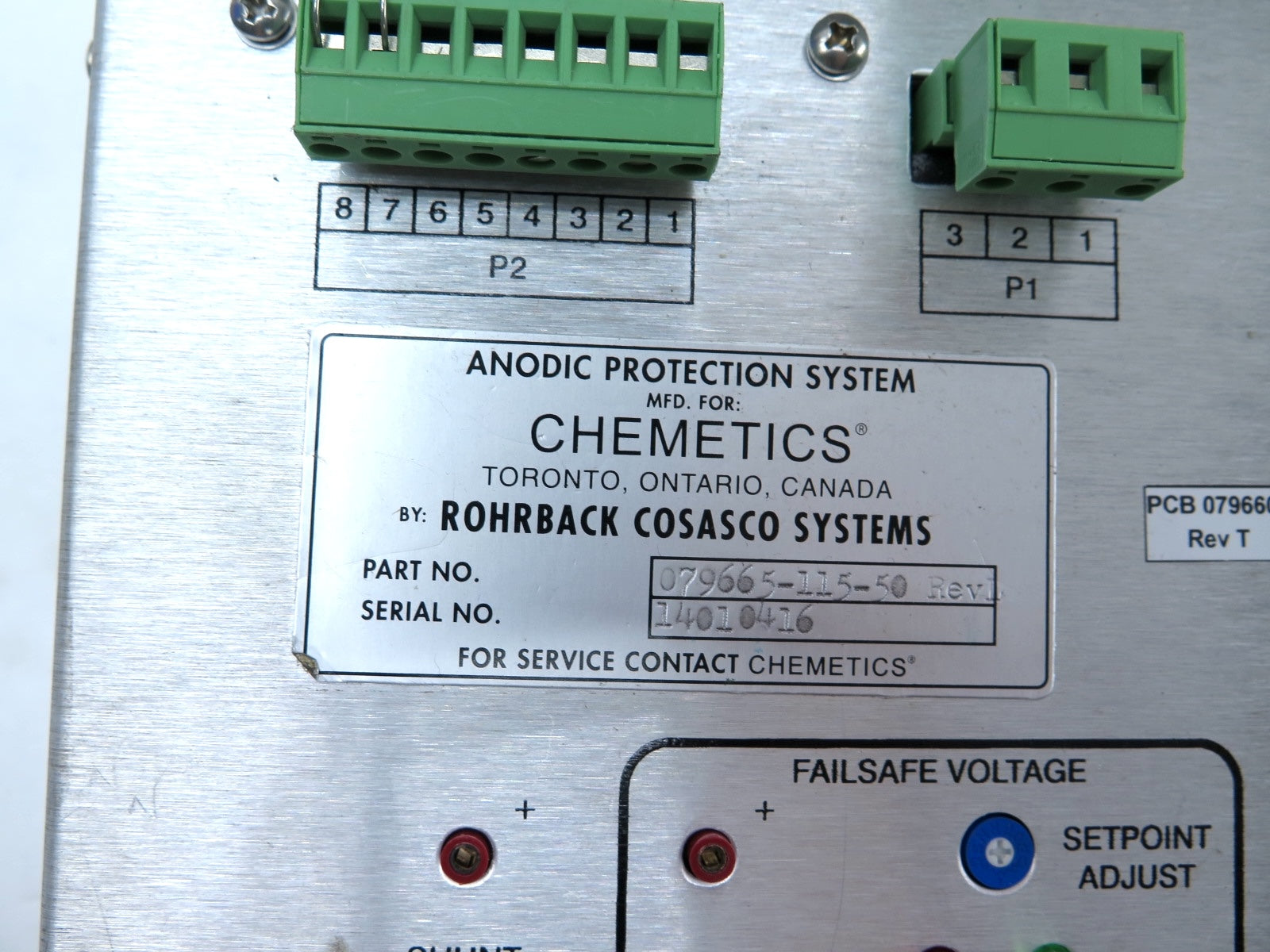 Chemetics PCB 079660 Rev.T / 079665-115-50 Anodic Protection system - Advance Operations