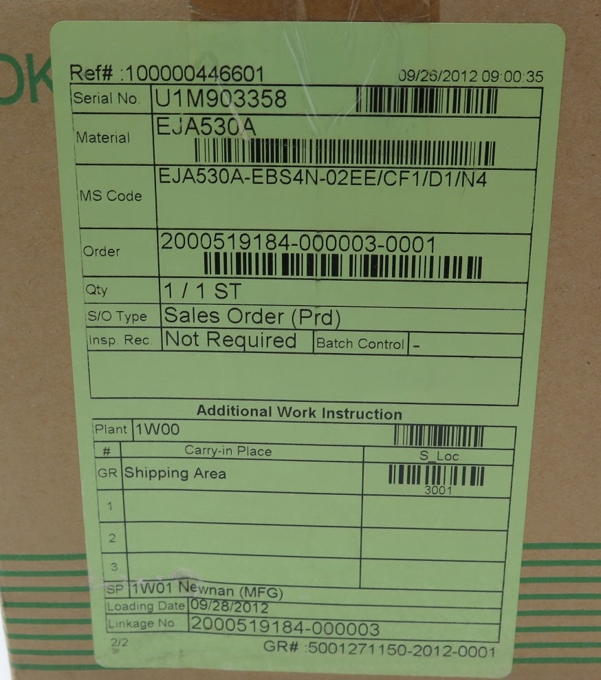 Yokogawa EJA530A Pressure transmitter DPHARP / EJA530A-EBS4N-02EE/CF1/D1/N4 - Advance Operations