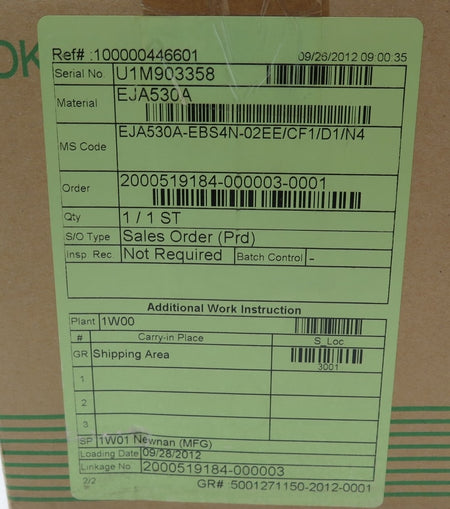 Yokogawa EJA530A Pressure transmitter DPHARP / EJA530A-EBS4N-02EE/CF1/D1/N4 - Advance Operations