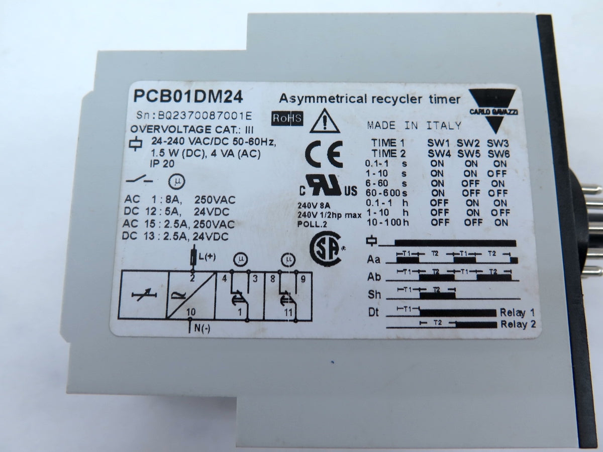 Carlo Gavazzi PCB01DM24 Asymmetrical Recycler Timer - Advance Operations