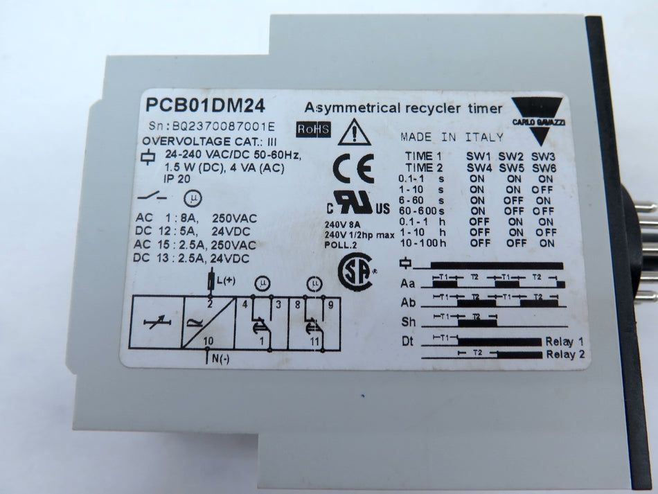 Carlo Gavazzi PCB01DM24 Asymmetrical Recycler Timer - Advance Operations