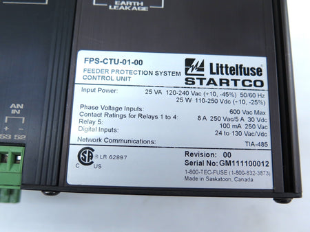 Littelfuse FPS-CTU-01-00 Feeder Protection System Control Unit - Advance Operations