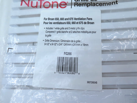 Broan Nutone Replacement Grille FG266 - Advance Operations