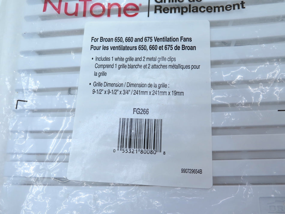 Broan Nutone Replacement Grille FG266 - Advance Operations