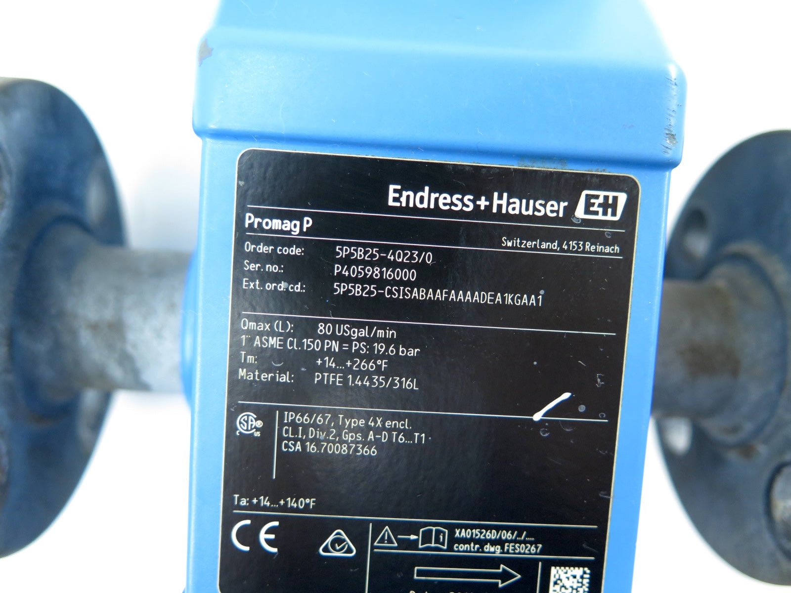 Endress + Hauser 5P5B25-4Q23/0 Flow Meter 1" 80US Gal/min - Advance Operations