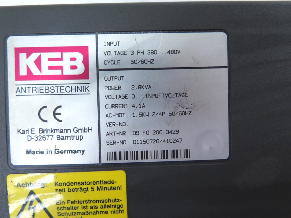 KEB 09.F0.200-3429 Combivert Ac Drive 1.5kW - Advance Operations