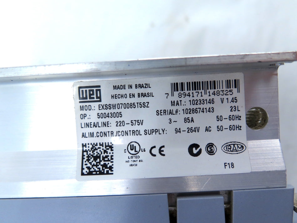 WEG EXSSW070085T5SZ Soft Starter SSW 07 85A - Advance Operations