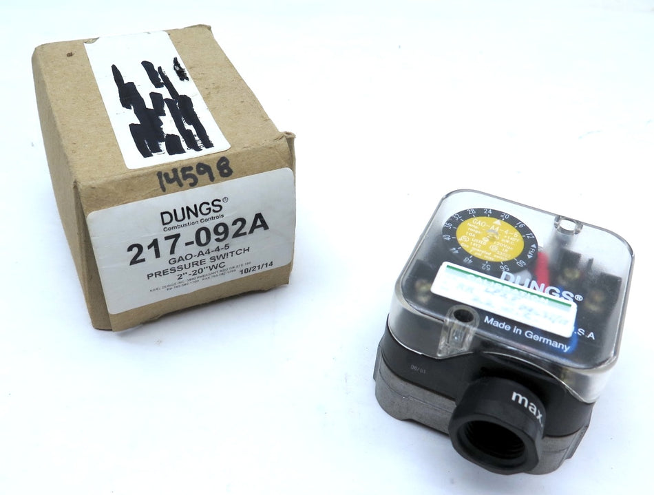 Dungs 217-092A / GAO-A4-4-5 Pressure Switch 2"-20"WC - Advance Operations