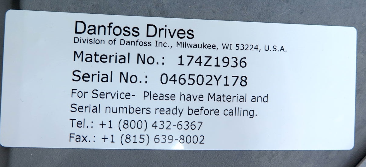 Danfoss 131H9816 / 174Z1936 AC Drive & Bypass 25Hp - 18.5kW - Advance Operations