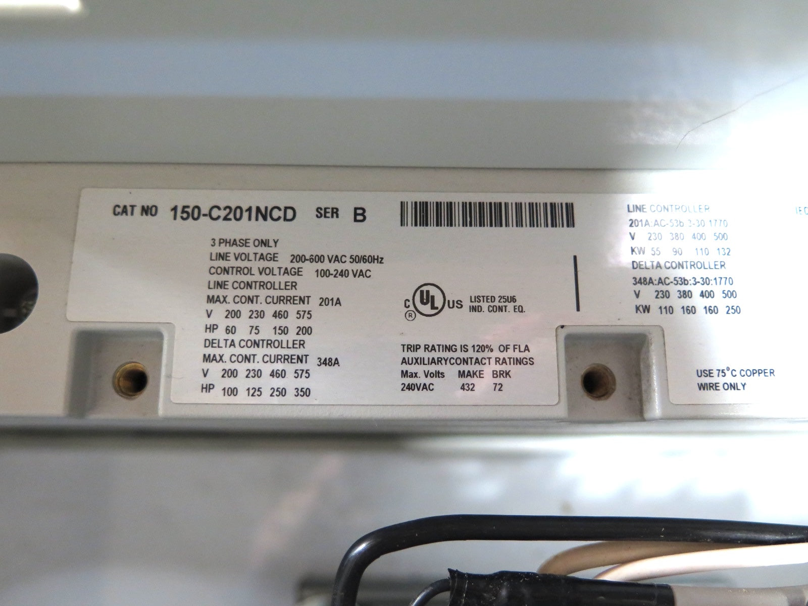 Allen-Bradley 150-C201NCD SMC-3 Smart Motor Controller Soft Start SER.B - Advance Operations