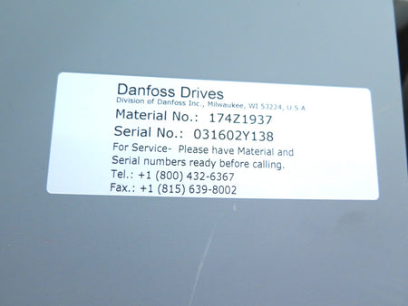 Danfoss 174Z1937 VLT HVAC Drive 10HP Type 1 3 Contactor Vertical Bypass - Advance Operations