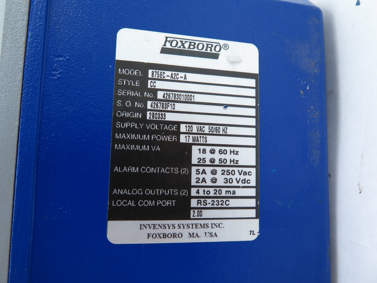 Foxboro 875EC-A2C-A Communicator / Transmitter 120Vac 17W - Advance Operations