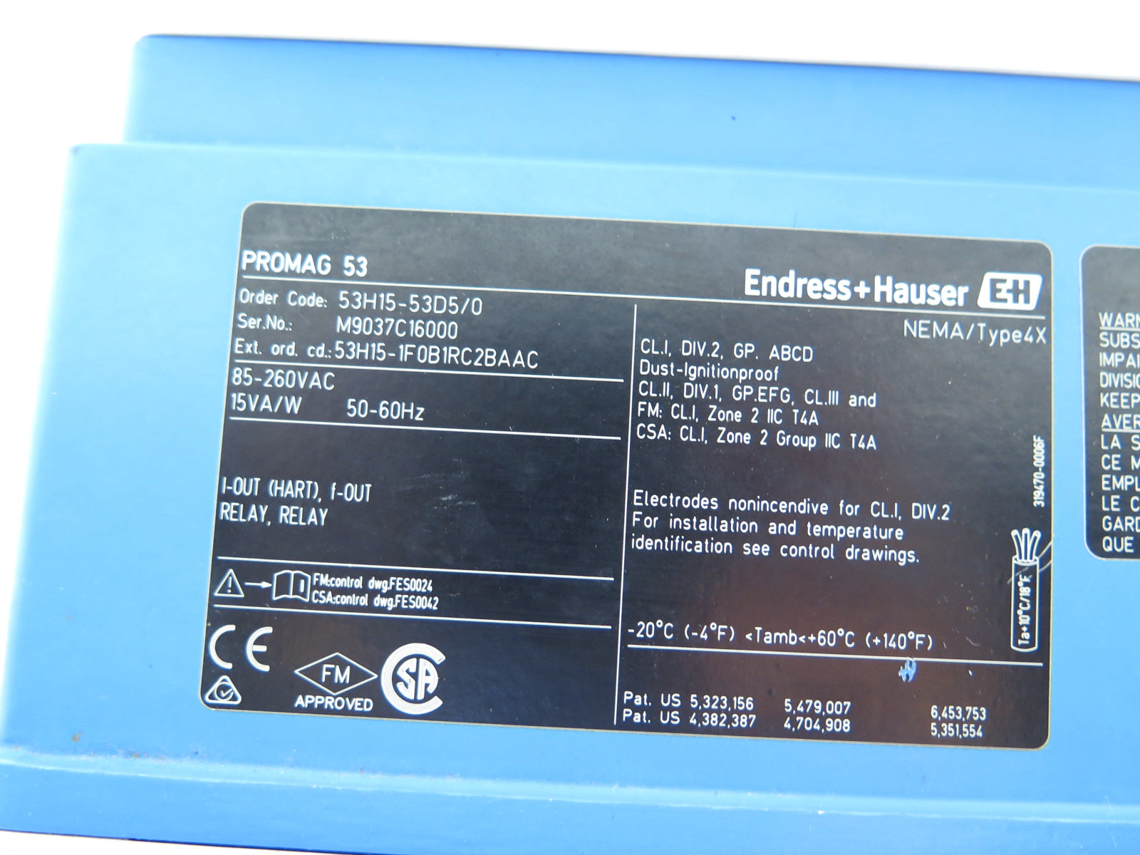 Endress + Hauser 53H15-53D5/0 Promag 53 Transmitter 85-260Vac - Advance Operations