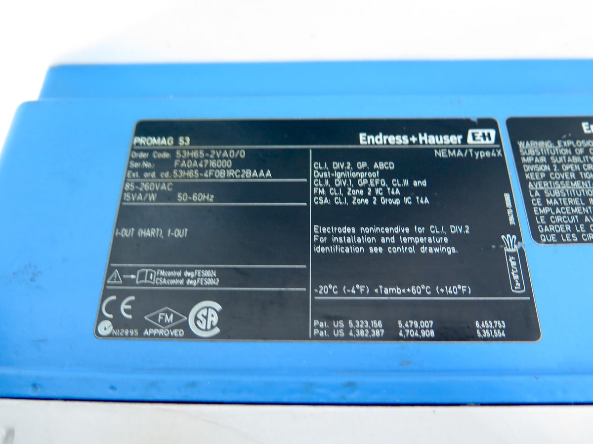 Endress + Hauser 53H65-2VA0/0 Promag53 Transmitter 85-260Vac - Advance Operations