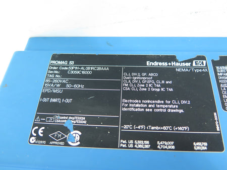 Endress + Hauser 53P1H-AL0B1RC2BAAA Promag 53 Transmitter 85-260Vac - Advance Operations