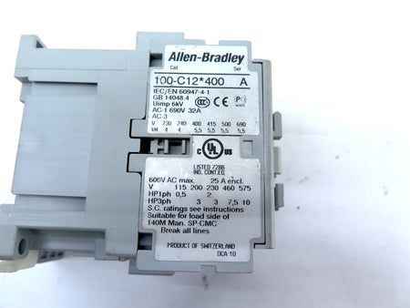 Allen-Bradley 100-C12*400 Contactor 120vac Coil - Advance Operations