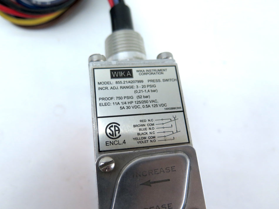 Wika 855.21/4207999 Pressure Switch 3-20 Psi - Advance Operations