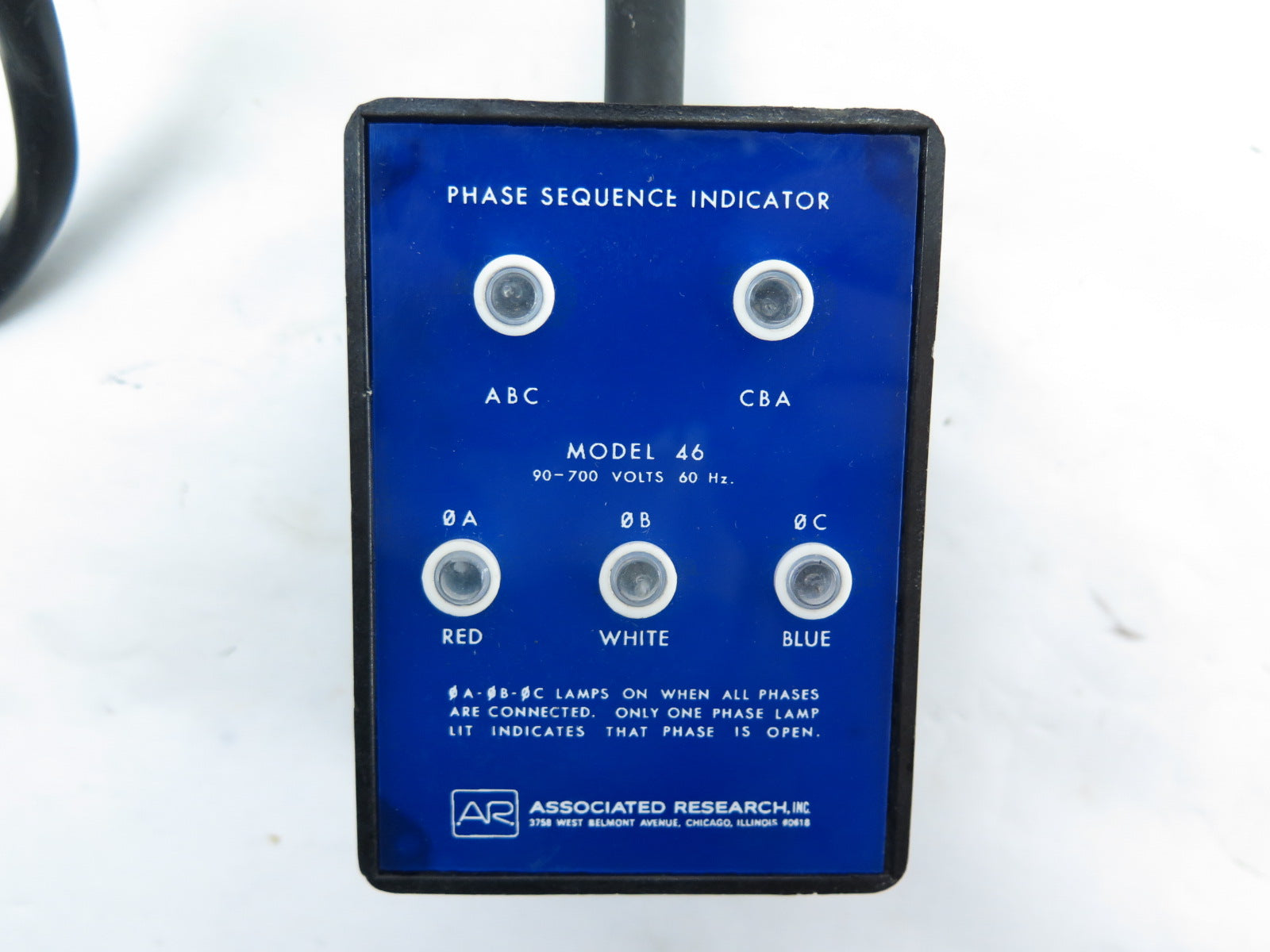 Associated Research Model 46 Phase Sequence Indicator - Advance Operations