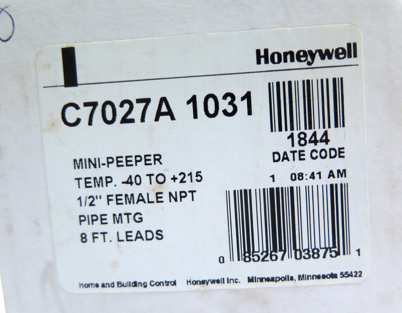 Honeywell C7027A 1031 Mini-Peeper -40 to +215 F 1/2" Female NPT Detector - Advance Operations