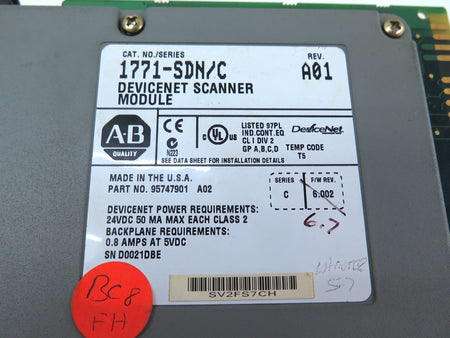 Allen-Bradley 1771-SDN/C Devicenet Scanner Module REV.A01 - Advance Operations