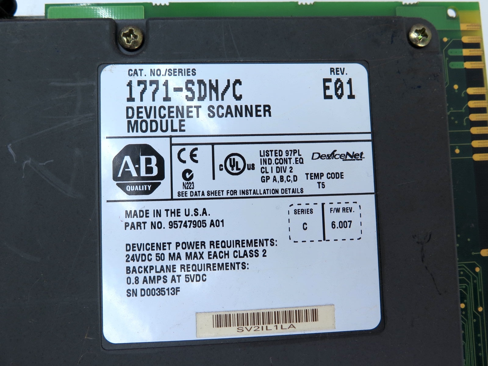 Allen-Bradley 1771-SDN/C DeviceNet Scanner Module REV.E01 - Advance Operations