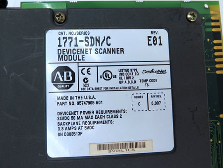 Allen-Bradley 1771-SDN/C DeviceNet Scanner Module REV.E01 - Advance Operations