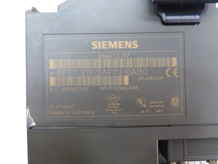 Siemens 6ES7 315-2AF03-0AB0 Simatic S7 PLC CPU & Power Supply - Advance Operations