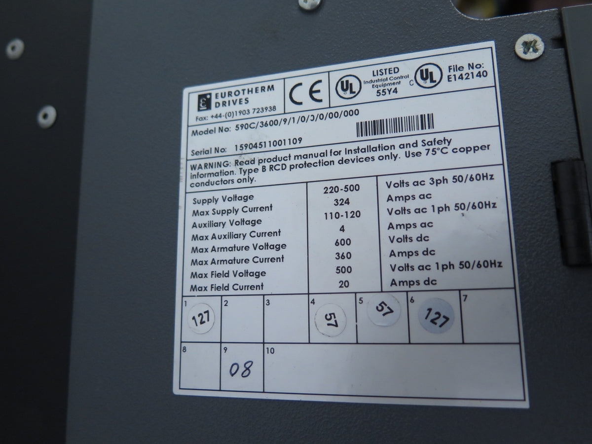 Eurotherm 590C/3600/9/1/0/0/0/00/000 DC Drive 220-550V 324A - Advance Operations