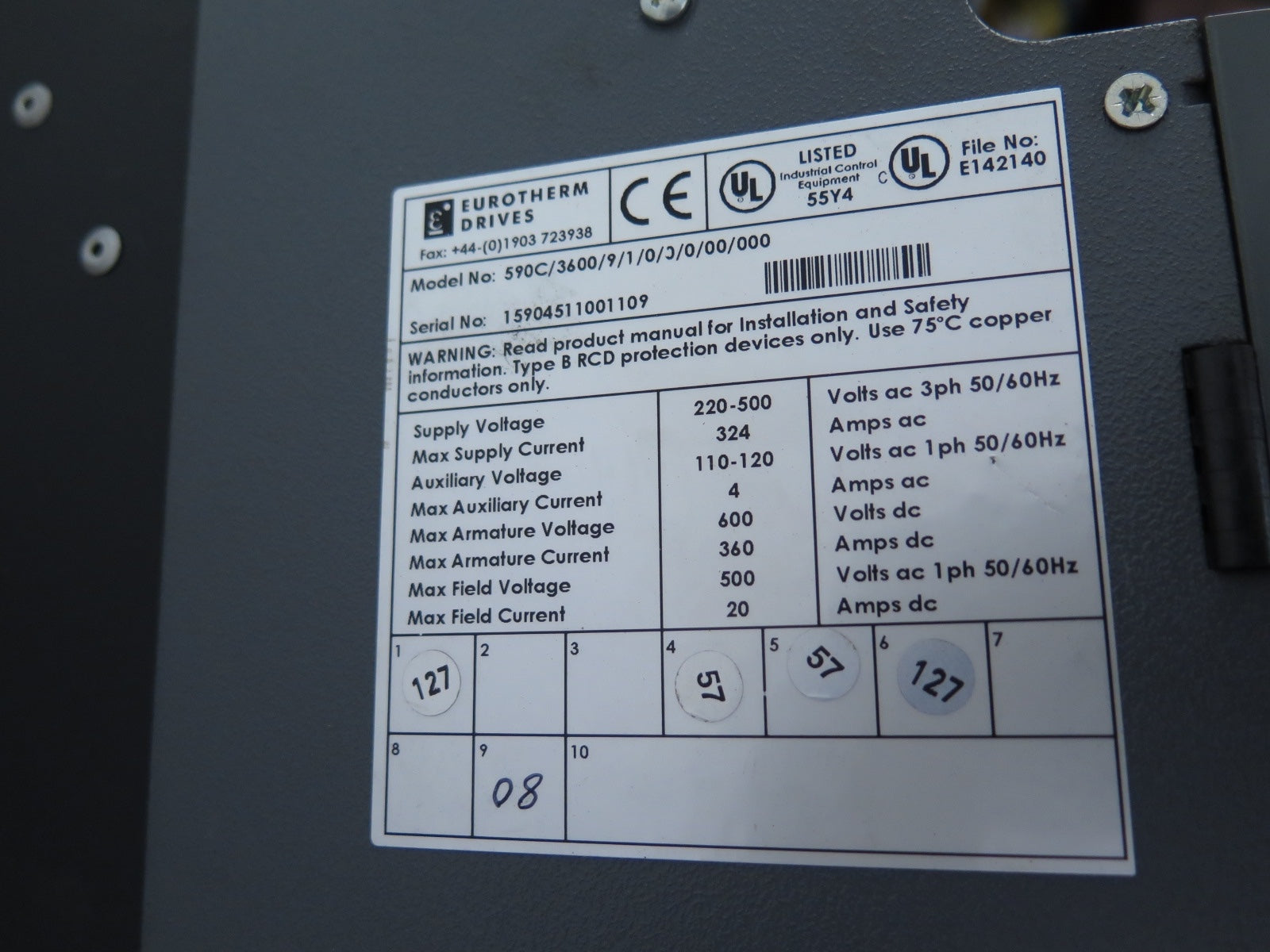 Eurotherm 590C/3600/9/1/0/0/0/00/000 DC Drive 220-550V 324A - Advance Operations