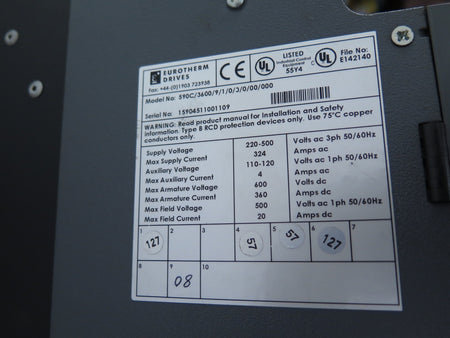 Eurotherm 590C/3600/9/1/0/0/0/00/000 DC Drive 220-550V 324A - Advance Operations