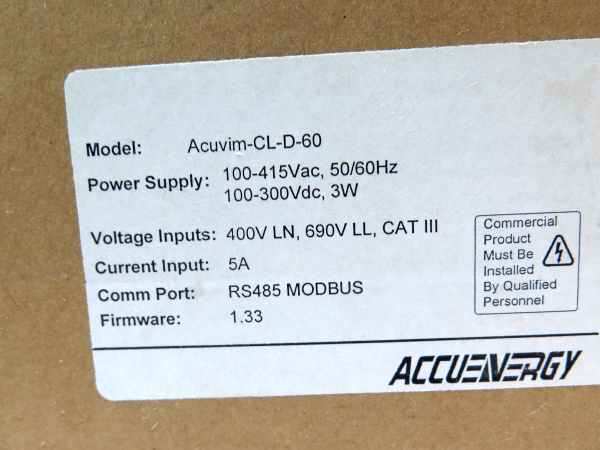 AccuEnergy ACUVIM-CL-D-60 Power / Energy Meter LCD - Advance Operations