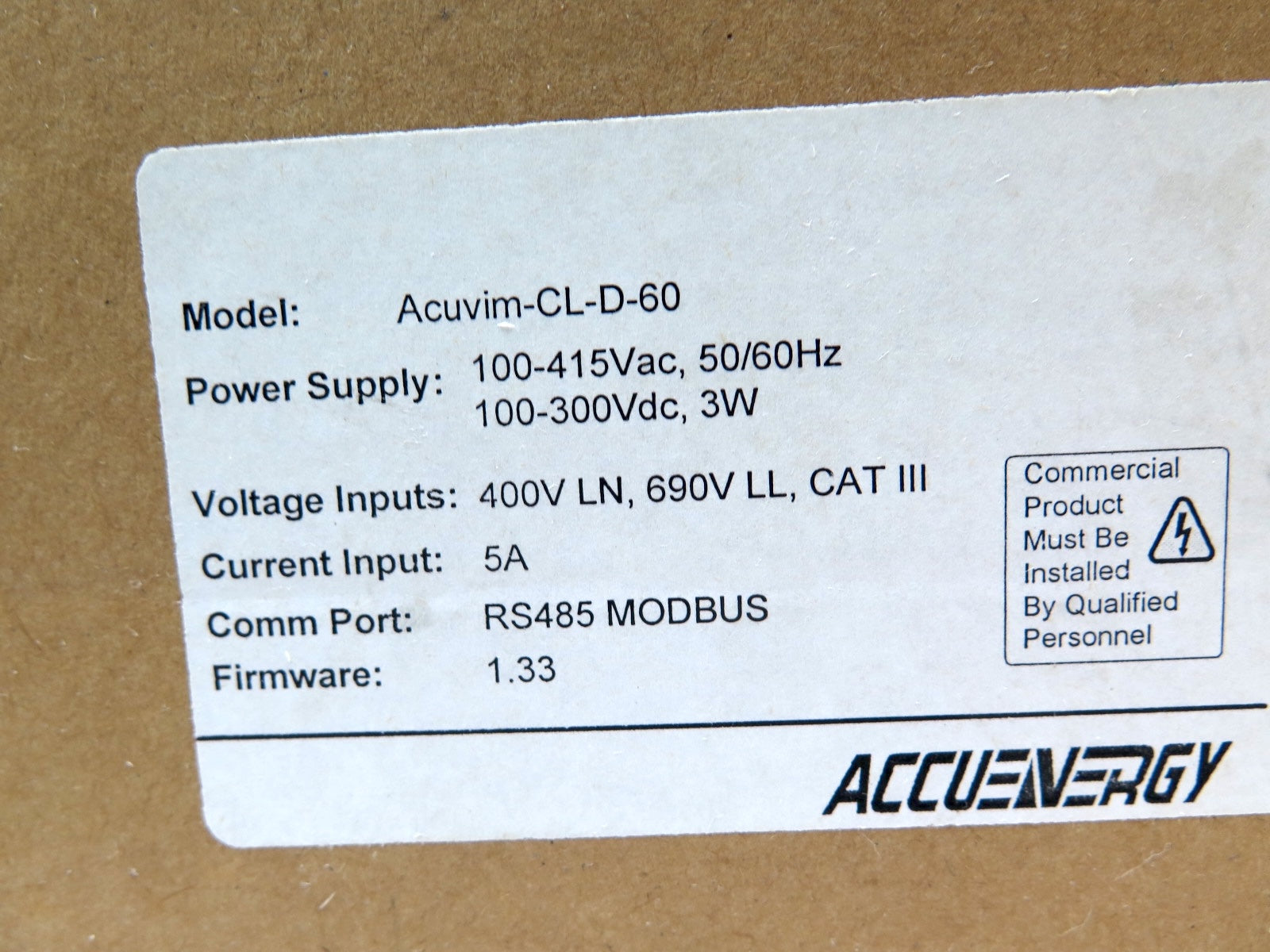 AccuEnergy ACUVIM-CL-D-60 Power / Energy Meter LCD - Advance Operations