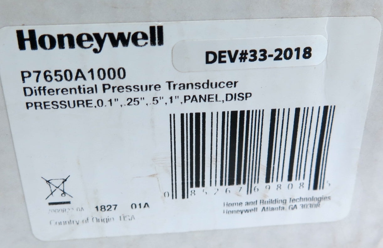 Honeywell P7650A1000 Differential Pressure Transducer - Advance Operations