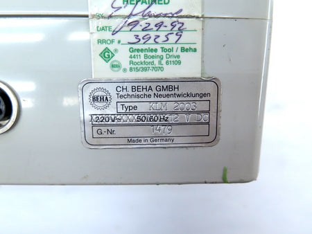 Beha / Greenlee KLM 2003 Cable Length Meter 12Vdc - Advance Operations