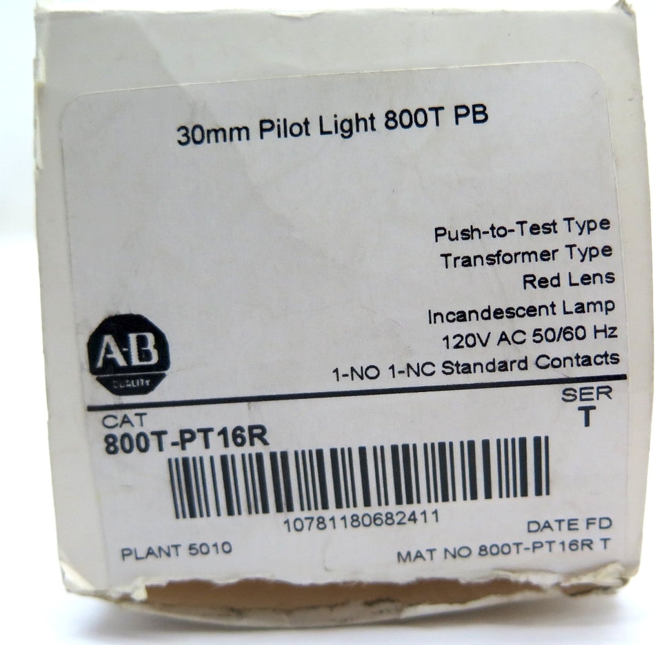 Allen-Bradley 800T-PT16R 30mm Pilot Light 800T PB 120Vac - Advance Operations