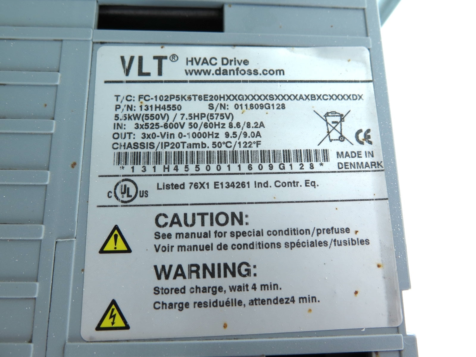 Danfoss 131H4550 FC-102P5K5T6E20HXXGXXXXSXXXXAXBXCXXXXDX Ac Drive 7.5HP VFD - Advance Operations