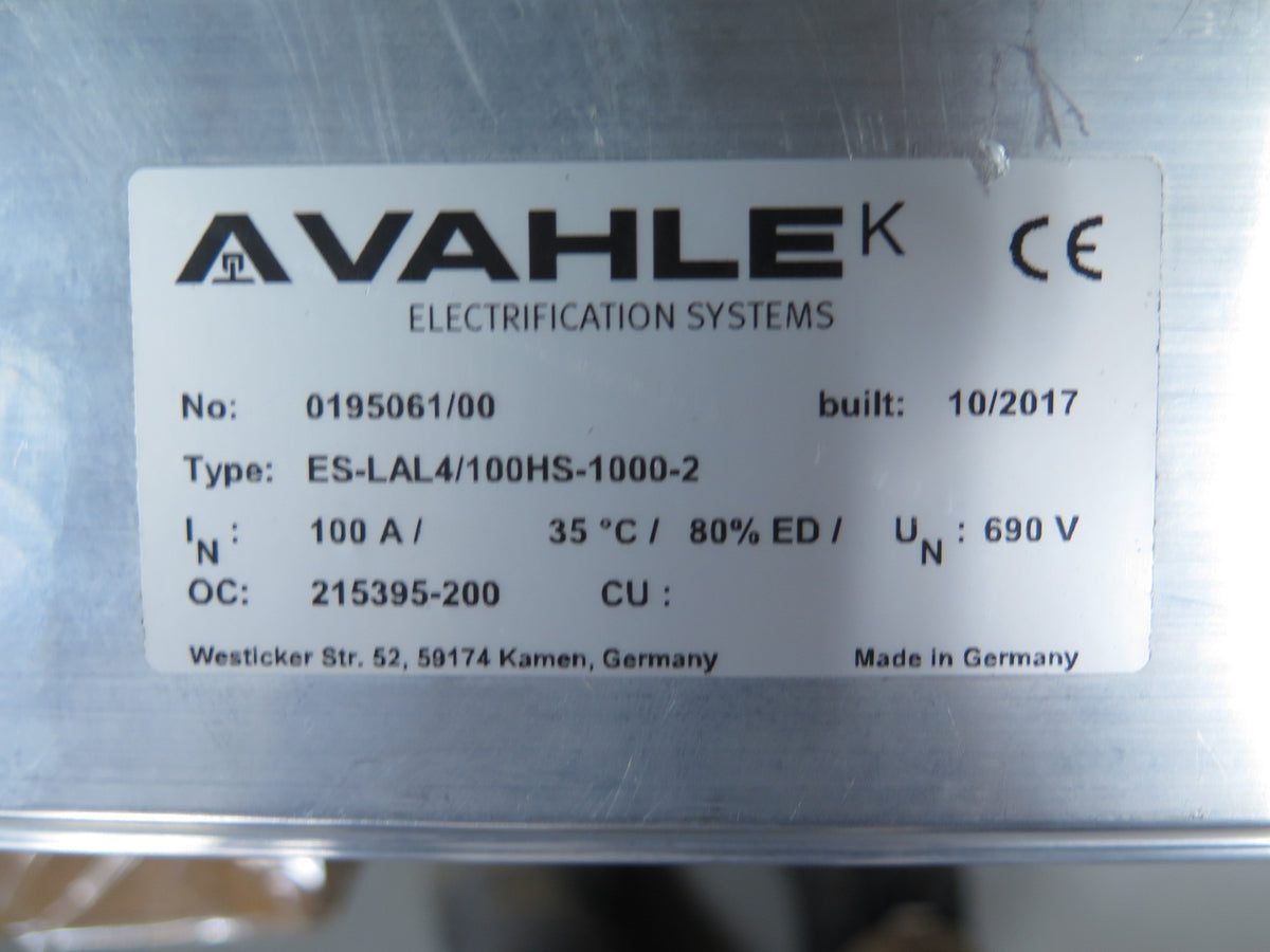 Vahle ES-LAL4/100HS-1000-2 Power Rail 100A 690Vmax - Advance Operations