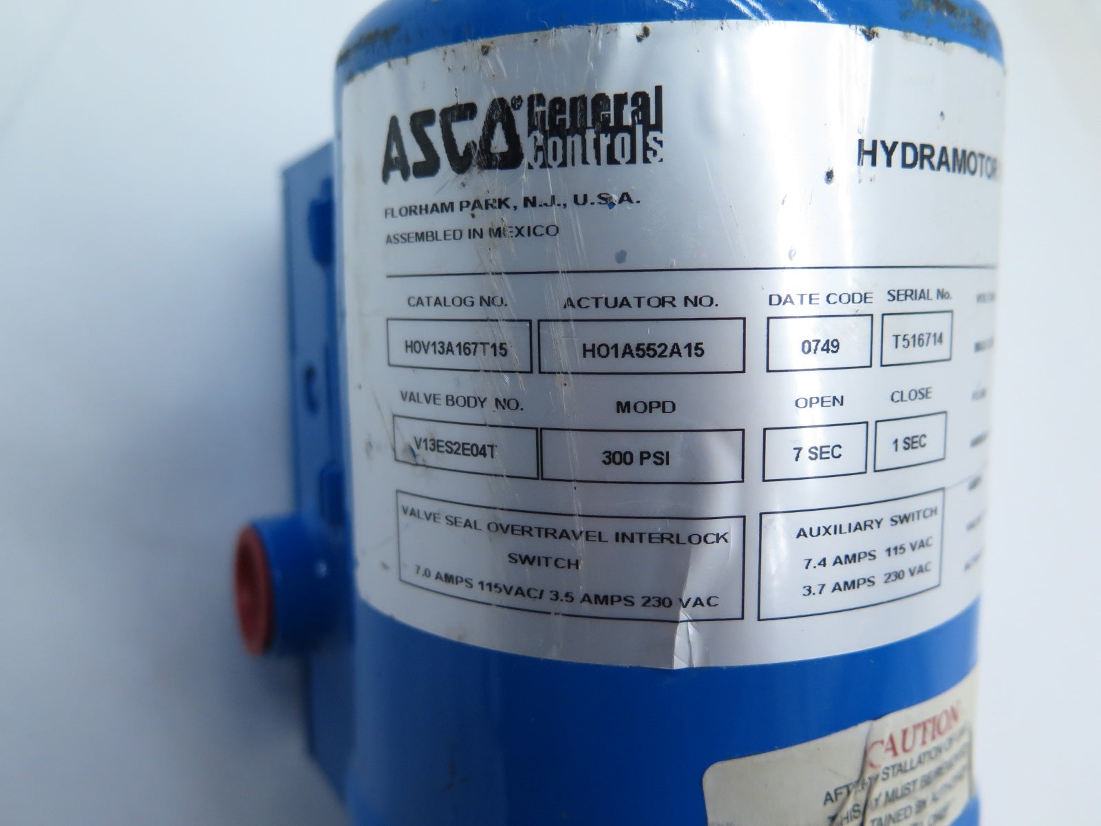 Asco HOV13A167T15 Dydramotor Safety Shutoff Valve - Advance Operations