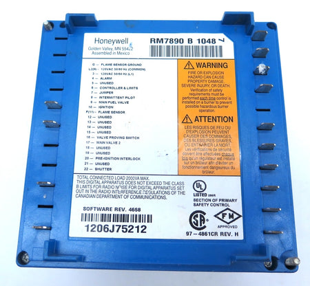 Honeywell RM7890 B 1048 7 Burner Control Module 120Vac - Advance Operations