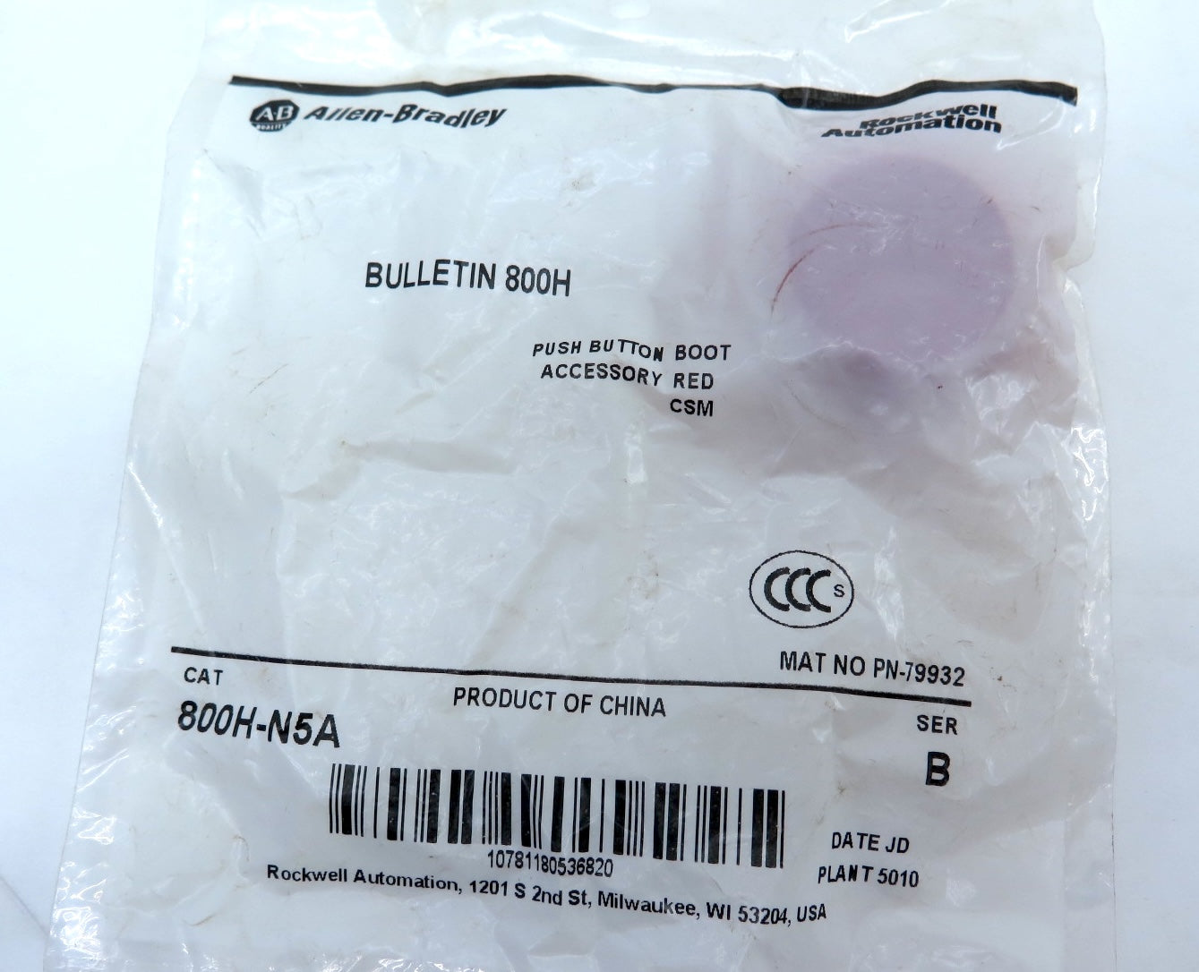 Allen-Bradley 800H-N5A Push Button Boot Accessory Red - Advance Operations