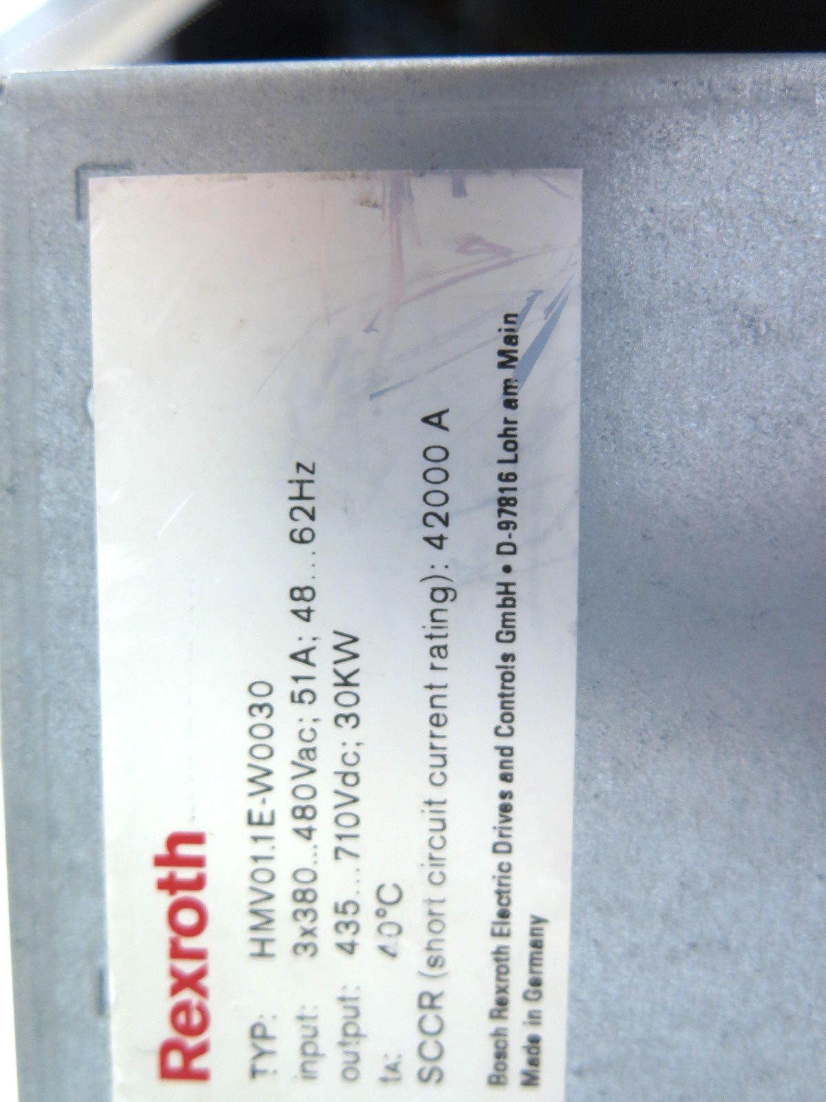 Bosch / Rexroth HMV01.1E-W00030-A-07-NNNN Power Supply Unit 380-480Vac 30kW - Advance Operations