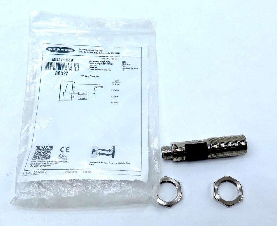Banner M18-3VPLP-Q8 / 88327 Polarized Photoelectric Sensor - Advance Operations