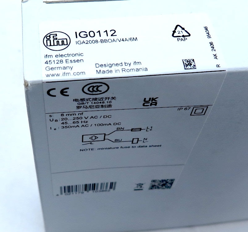 IFM Efector IG0112 Proximity Sensor - Advance Operations